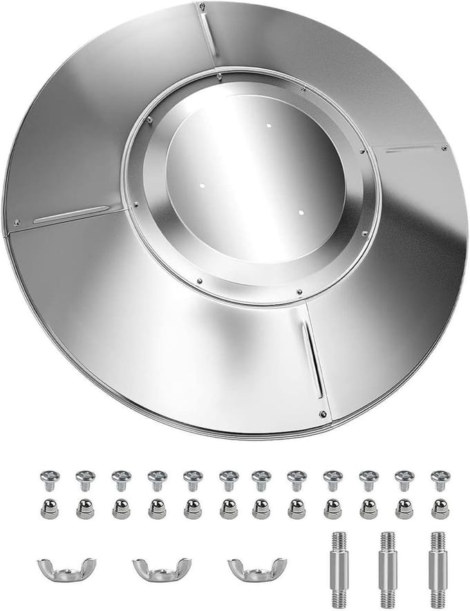 Terrasverwarmer Kap - Reflectiescherm Buiten - Efficiënt Verwarmen - Vlamvertragend Aluminium - 33 cm Diameter - Aluminiumkleur