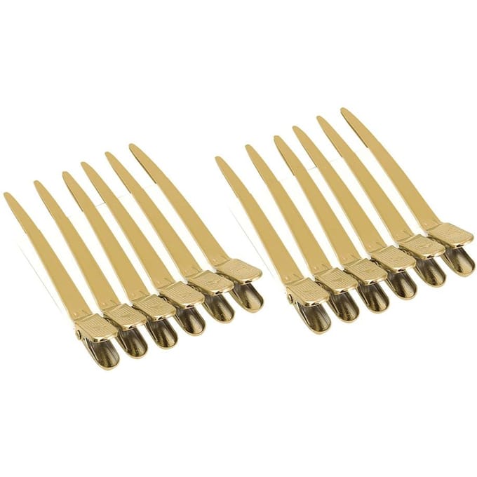 12pcsBoîte Pinces à Cheveux Coiffure Salon de Coiffure Séparation Épingles à Cheveux pour Coiffure de Salon Or or
