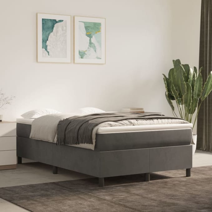 vidaXL - Boxspring - bed - 120x200 - cm - fluweel - donkergrijs
