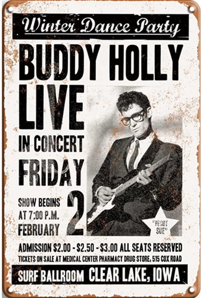 Signs-USA - Concert Sign - metaal - Buddy Holly - 20 x 30 cm