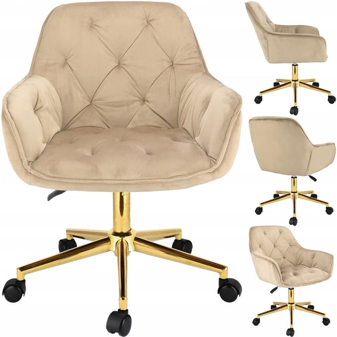 LARGO beige fauteuil op gouden voet