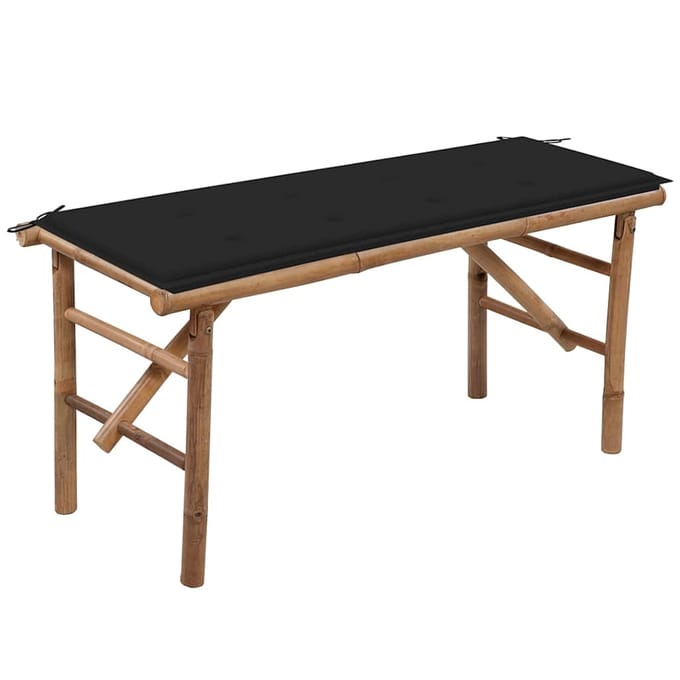 vidaXL - Tuinbank - inklapbaar - met - kussen - 118 - cm - bamboe