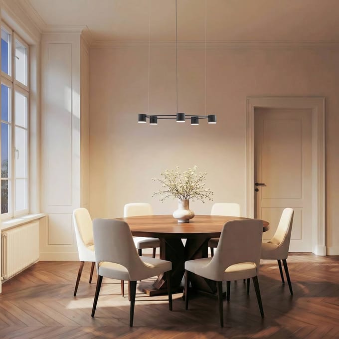 SIGMA Hanglamp Kodo, 5-lamps, zwart, staal, GX53