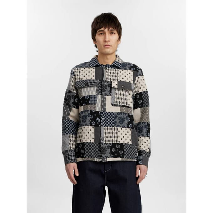Anerkjendt 901950 akoscar patchwork overshirt 3134 cloud blue
