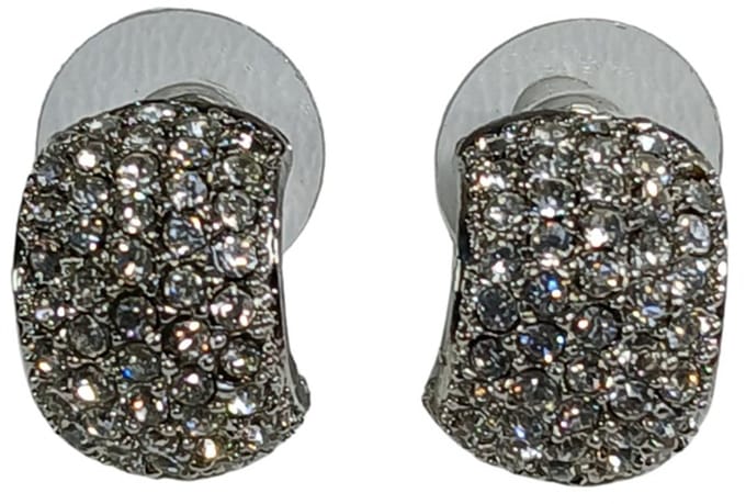 oorstekers - brede ring met strass - per paar