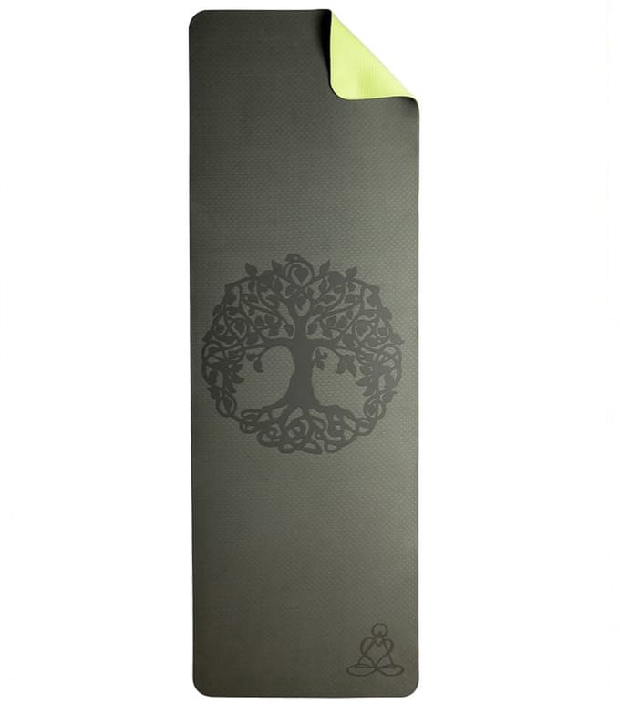 Yogamat ecofriendly donkergroen met levensboom
