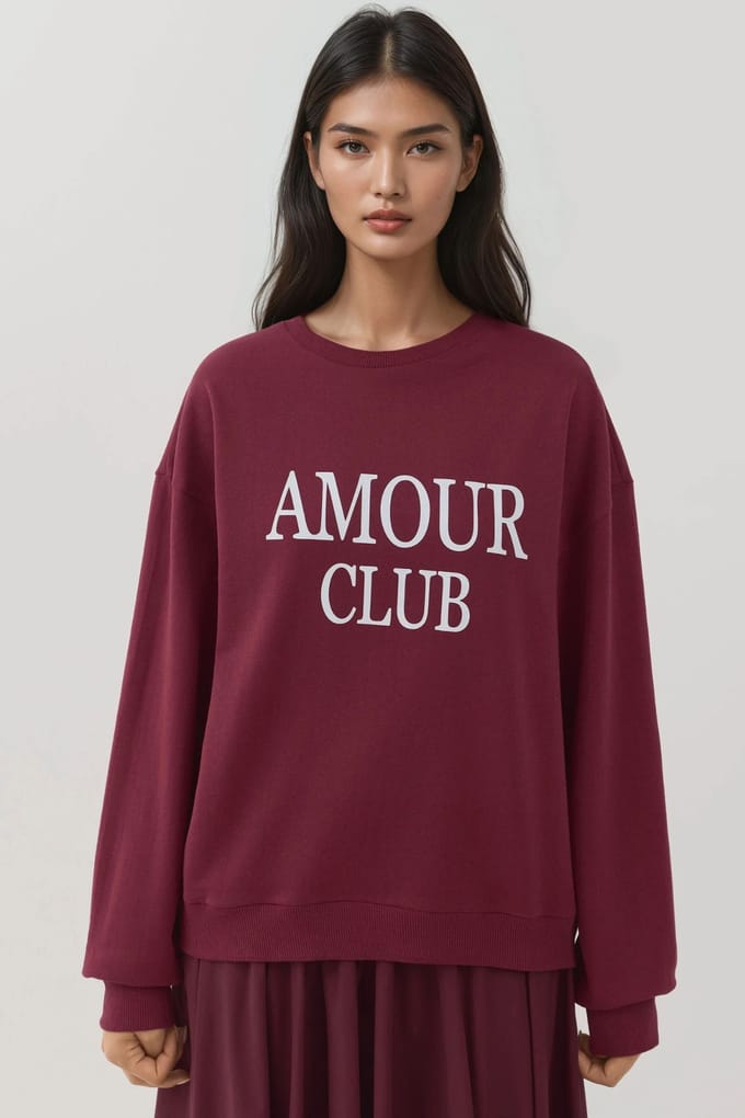 Bedrukt Crew Neck Relaxed Fit Verhoogd Sweatshirt