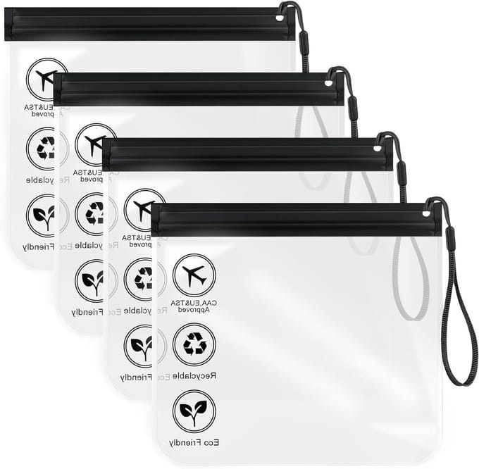 Solidchoice - TSA-Goedgekeurde Vloeistofzak, 1 Liter, Transparant, Set van 4