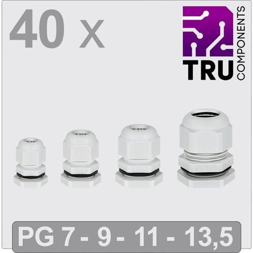TRU COMPONENTS TC-13448360 Wartel PG7, PG9, PG11, PG13.5 Polyamide Grijs 40 stuk(s)