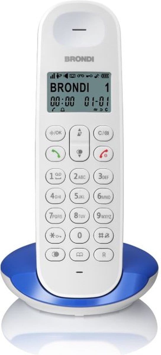 Brondi Lotus, DECT-telefoon, Draadloze handset, 50 entries, Blauw, Wit
