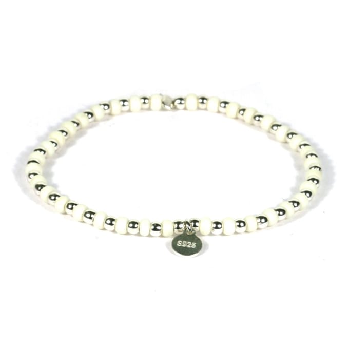 Heaven Eleven KIDS - meisjes - armband - zilver - 925 - creme - 2mm