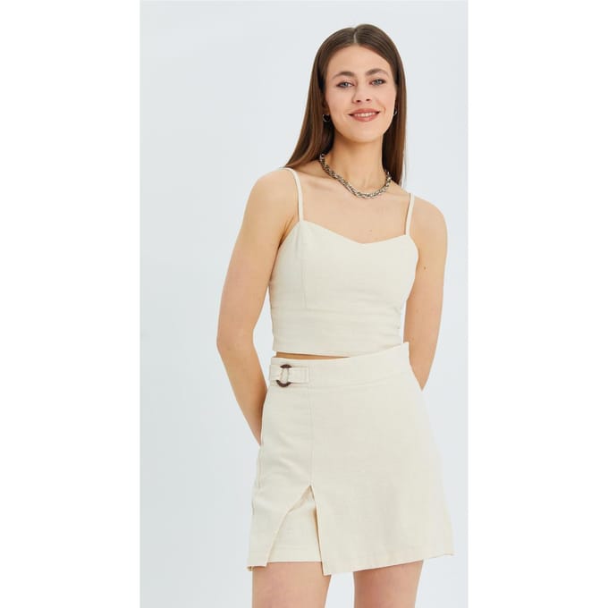 Hart Kraag Aansluitende Crop Blouse