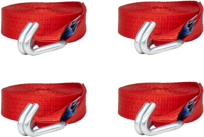 Spanband set - Sjorbanden - Vastzetten lading - Dubbele punthaak - 75 meter - rood