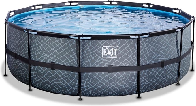 EXIT Stone Frame Zwembad ø427 - Opzetzwembad - met Filterpomp - Rond - Grijs