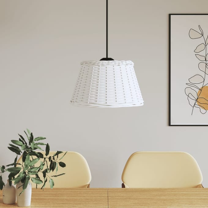 vidaXL - Plafondlampenkap - Ø50x30 - cm - wicker - wit