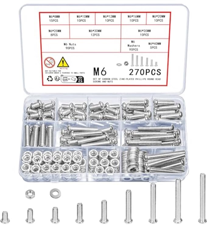 Solidchoice - M6 Schroeven, Bouten en Moeren Assortiment Set van 270 Stuks