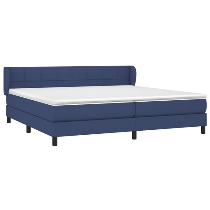 vidaXL - Boxspring - met - matras - stof - blauw - 200x200 - cm