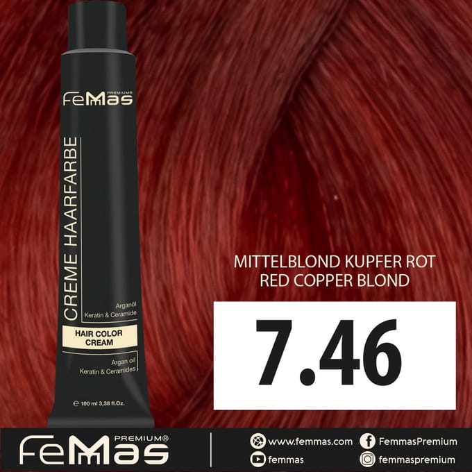 Femmas (7.46) -Haarverf - Middenblond Koperrood - 100ml