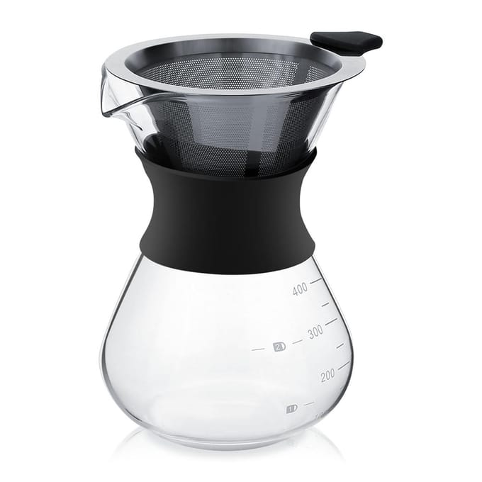 Handmatige koffiezetapparaat met roestvrijstalen filter black