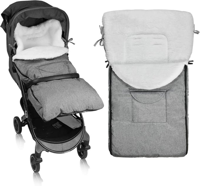 Voetenzak Kinderwagen - Baby Slaapzak - Warmte Buiten - Universele Compatibiliteit - 32x23x13 cm - Grijs