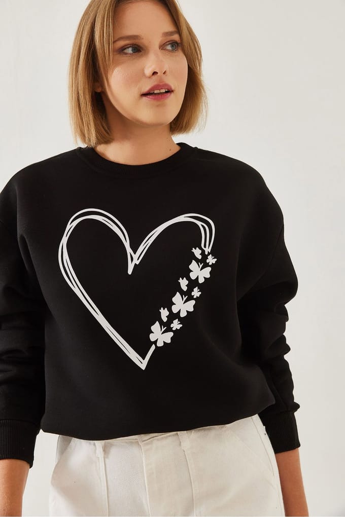 Geprinte Crew Neck Relaxed Fit Sweatshirt