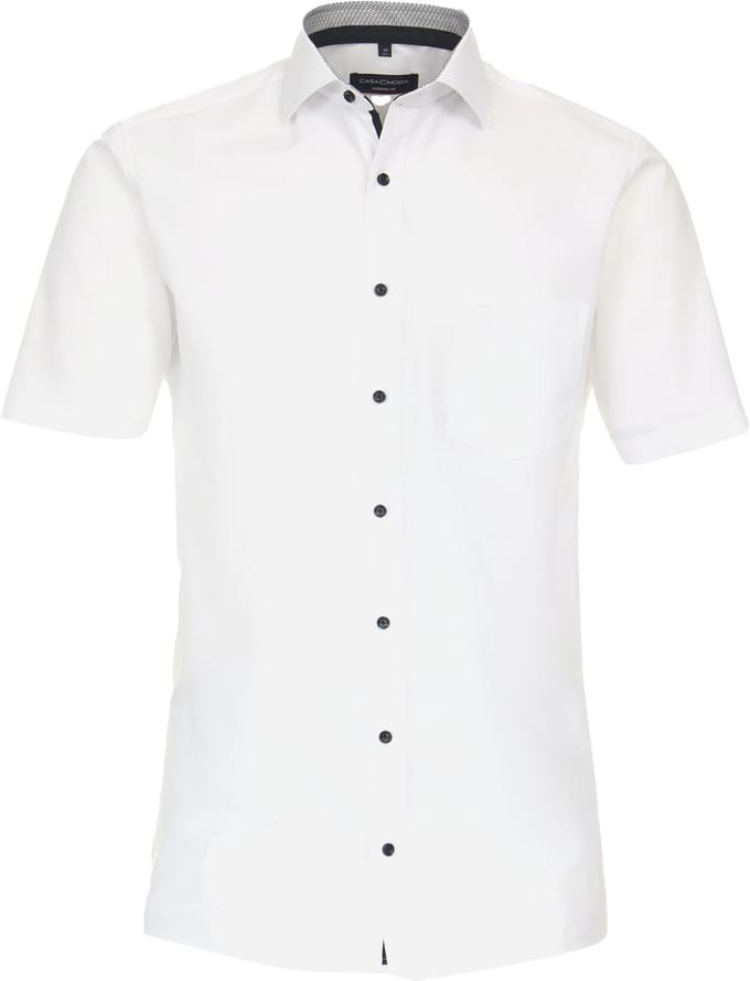 CASA MODA modern fit overhemd - korte mouw - popeline - wit - Strijkvrij - Boordmaat: 41 (EU maat: L)