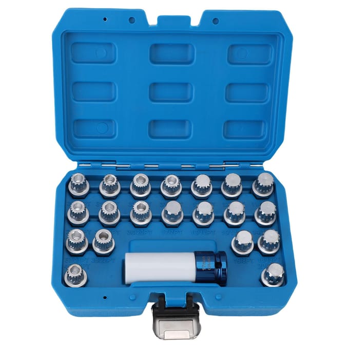 21 stuks Wielslotmoer Sleutelset Wiel Anti-diefstal Wielbout Dop Adapter Set Anti-diefstal Schroef blue