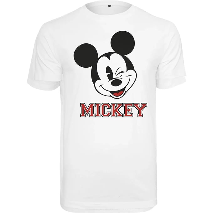 Merchcode Mickey Mouse - Mickey College Heren T-shirt - L - Wit