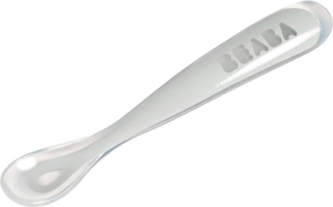 Béaba Siliconen Baby Lepel - Zacht & Ergonomisch - 4+ Maanden - Grijs