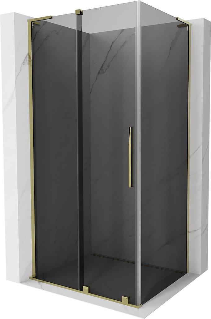 Mexen Velar L schuifbare douchecabine 90 x 110 , grafiet, goud - 871-090-110-43-50