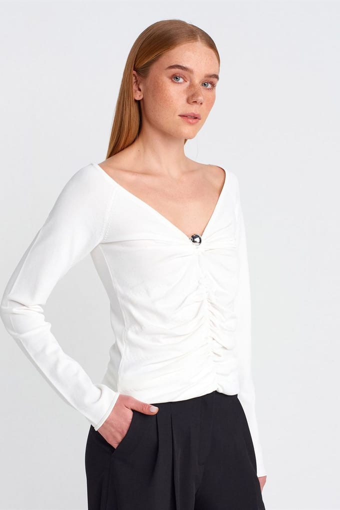 Dames Slim Fit Geribde V-hals Trui