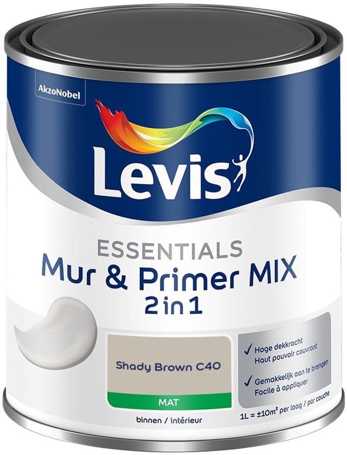 Levis - Essentials Mur & Primer Mix - Shady Brown C40 - Mengverf - 1 L