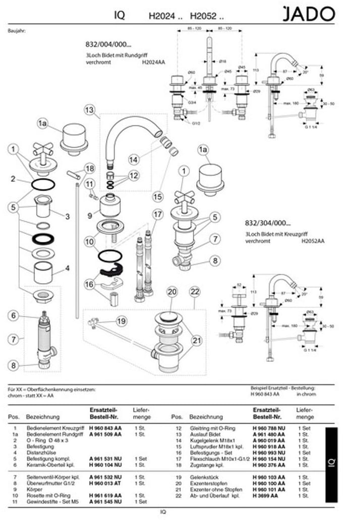 Ideal Standard JADO perlator kpl., H960918AA, Chroom, H960918AA
