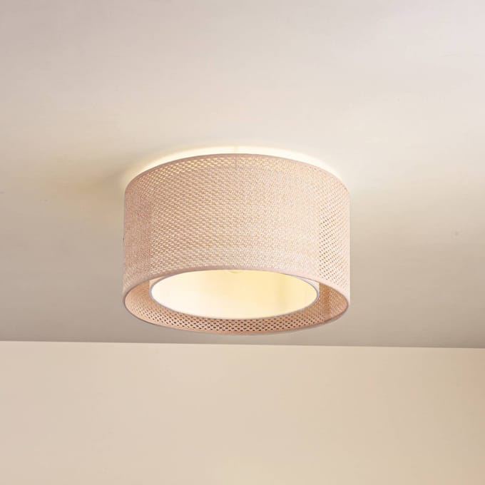 Lindby - plafondlamp - 1licht - PVC, textiel, kunststof - H: 22 cm - E27 - beige