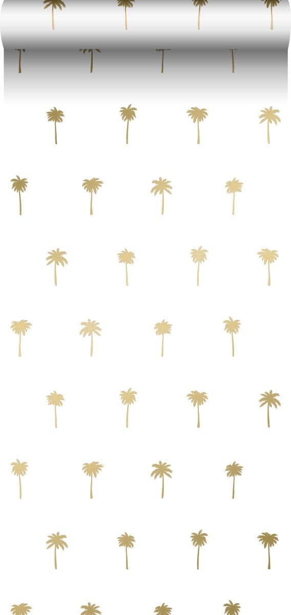 ESTAhome behang palmbomen wit en goud - 53 cm x 10.05 m - 139158