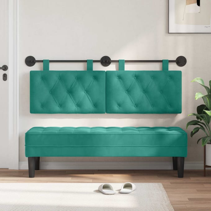vidaXL - Hangend - hoofdbord - Turquoise - Fluweel