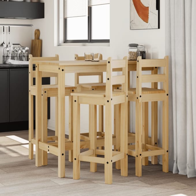 vidaXL - 5-delige - Barset - massief - grenenhout