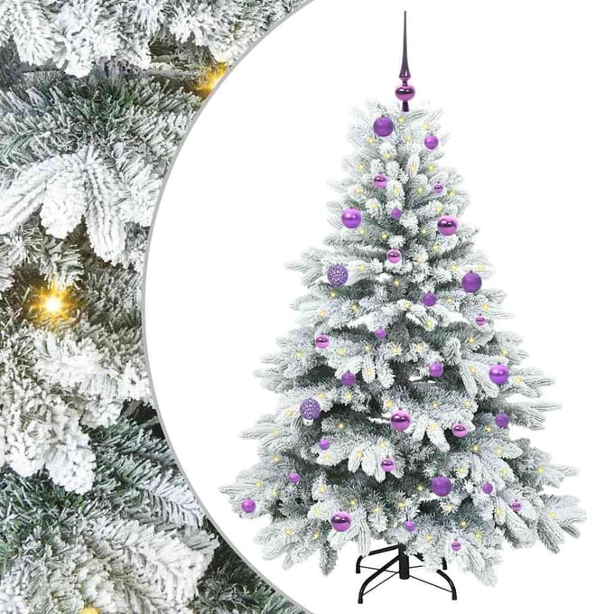 vidaXL - Kunstkerstboom - met - 150 - LED - met - standaard - Wit - 150 - cm - PE - en - PVC