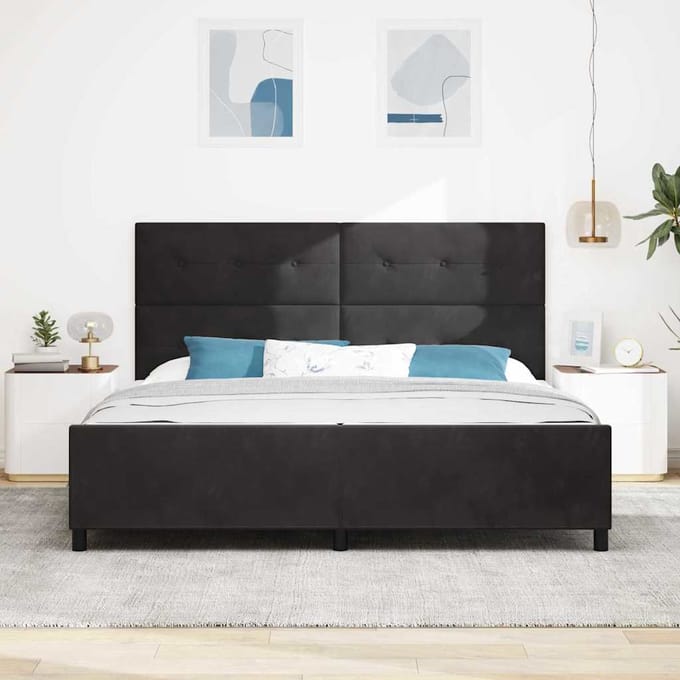 vidaXL - Boxspring - bed - met - hoofdeinde - Zwart - 200 - x - 200 - cm - Fluweel