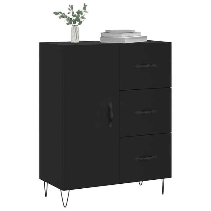 vidaXL - Dressoir - 69,5x34x90 - cm - bewerkt - hout - zwart
