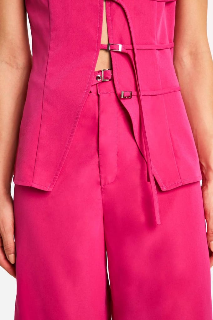boohoo Dames Lang Wikkelvest | Fuchsia | Maat: 10