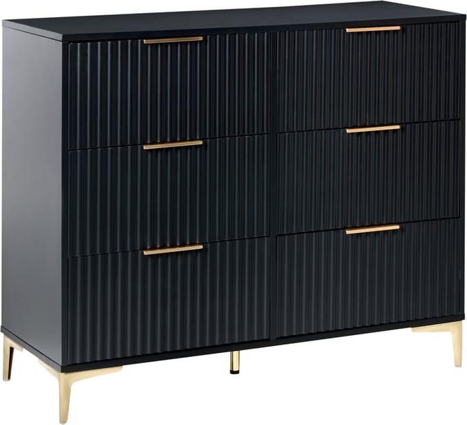 WALCOTT - Ladekast met 6 lades - Zwart - MDF