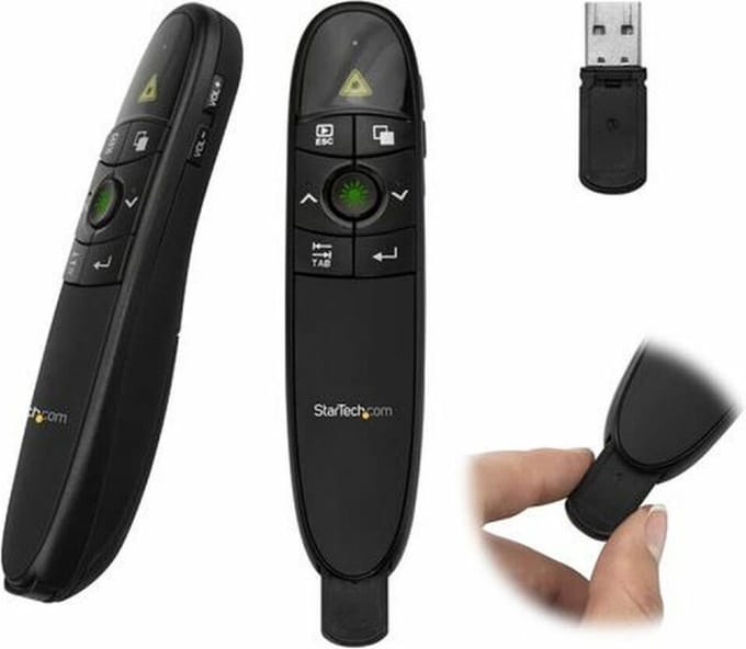 StarTech.com Draadloos Presentation Remote w/ Groen Laser pointer - 90' presentation remote control - Zwart