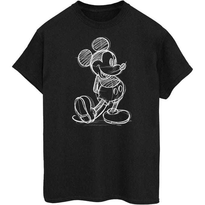 Disney Heren Mickey Mouse Schets Katoen T-Shirt (Zwart)