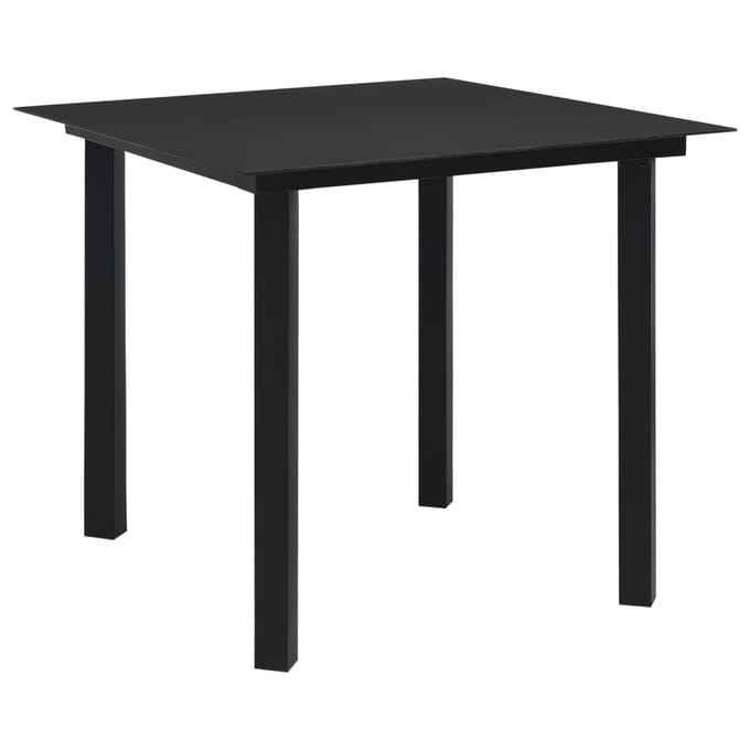 vidaXL - Tuintafel - 80x80x74 - cm - staal - en - glas - zwart