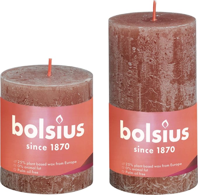 Bolsius - Rustieke Stompkaarsen 130/68 - Suede Brown - 6 stuks