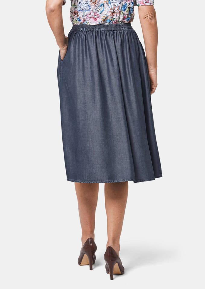 Rok van Tencel - marine - Gr. 52 van Goldner Fashion