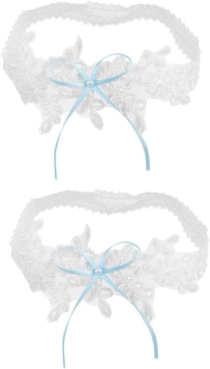 Bruidskousenband Set - Kanten Band - Bruiloft Accessoire - Verstelbaar Design - 20 cm - Wit