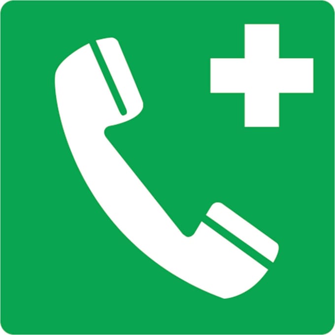 Noodtelefoon sticker 150x150 mm - vinyl - ISO 7010 E004