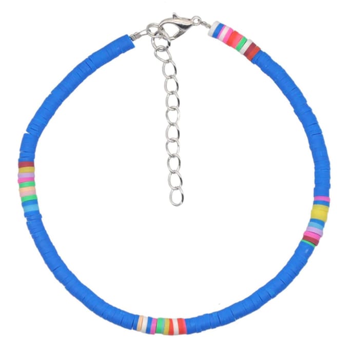 Vrolijke Enkelband met 4mm Kralen - Blauw